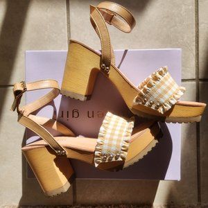 Madden Girl Yellow Gingham Platform Heels